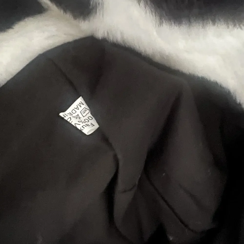 Faux Fur Cow Print Bucket Hat Black NWOT Boutique Western Coastal Cowgirl